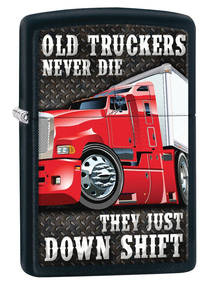 Zippo Lighter: Old Truckers Never Die - Black Matte 80538