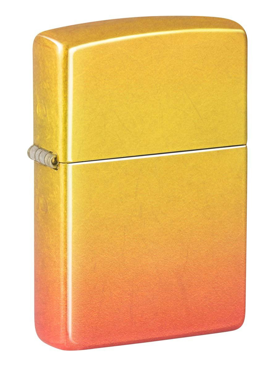 Zippo Lighter: Ombre Orange Yellow, 540 Fusion - Tumbled Brass 48512