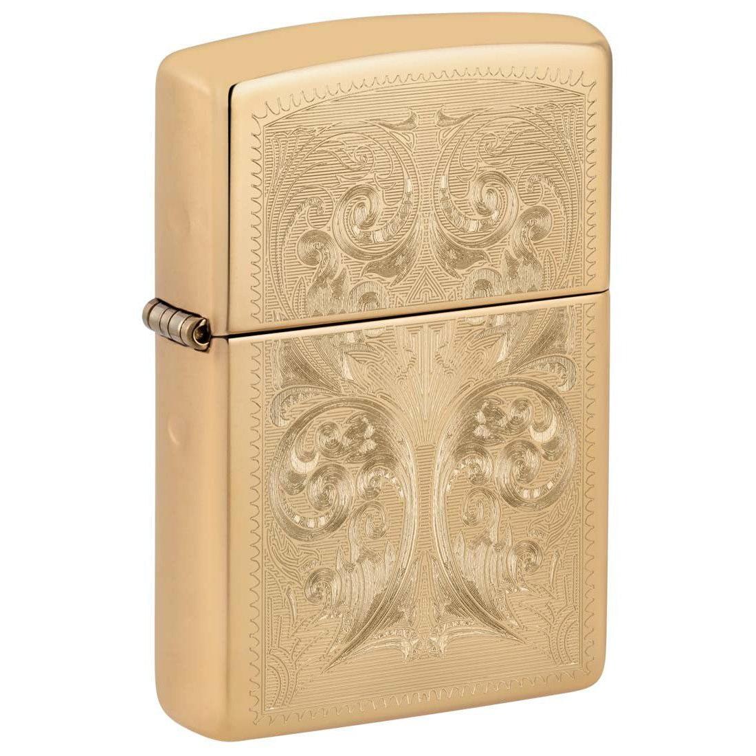 Zippo Lighter: Ornate Design Engraved - High Polish Brass 81393