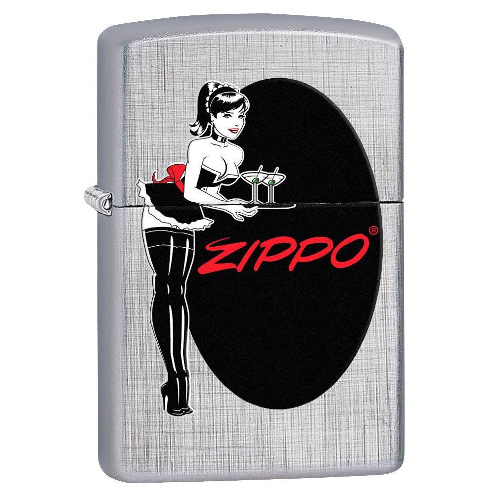 Zippo Lighter: Pin-up Maid - Linen Weave 76593