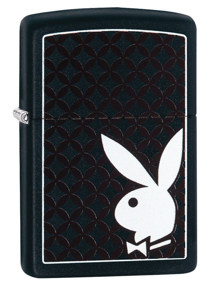 Zippo Lighter: Playboy Bunny Logo - Black Matte 29578