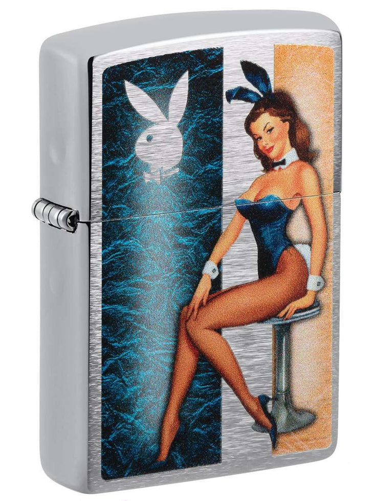 Zippo Lighter: Playboy Pinup Girl - Brushed Chrome 48374