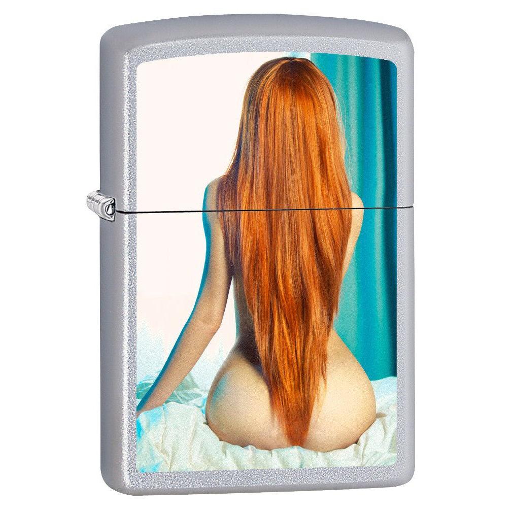 Zippo Lighter: Red Curtain - Satin Chrome 75834