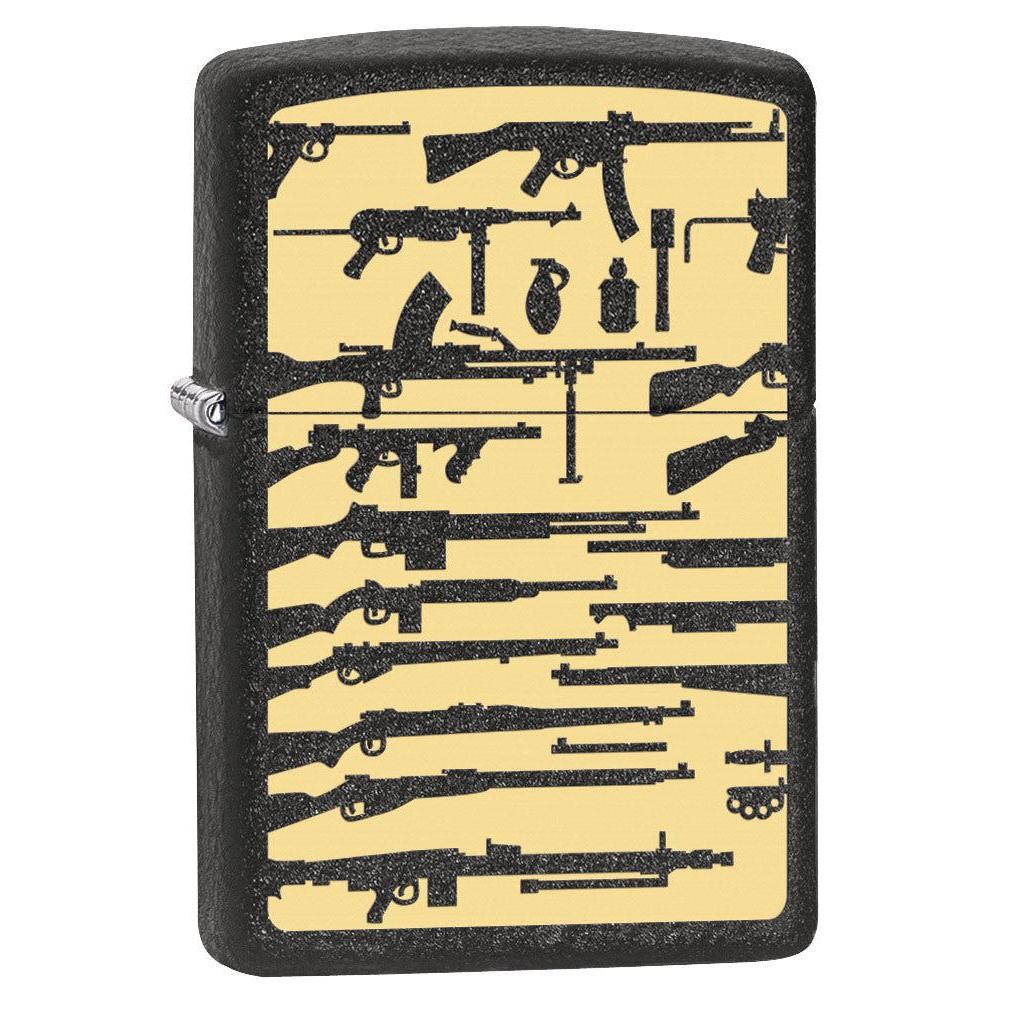 Zippo Lighter: Rifles and Guns, Engraved - Black Crackle 80770