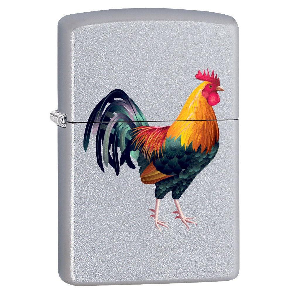 Zippo Lighter: Rooster - Satin Chrome 75537
