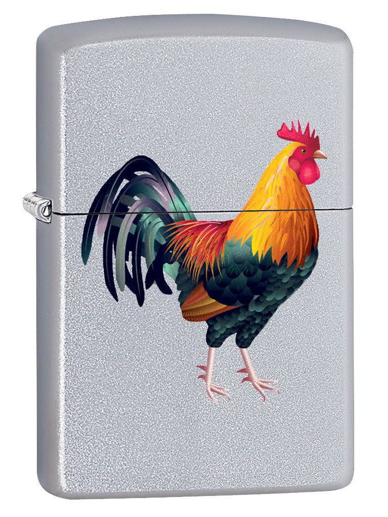 Zippo Lighter: Rooster - Satin Chrome 75537