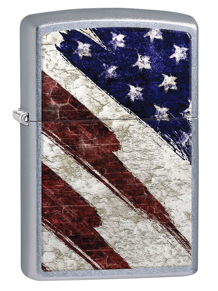 Zippo Lighter: Rustic United States Flag - Street Chrome 78540