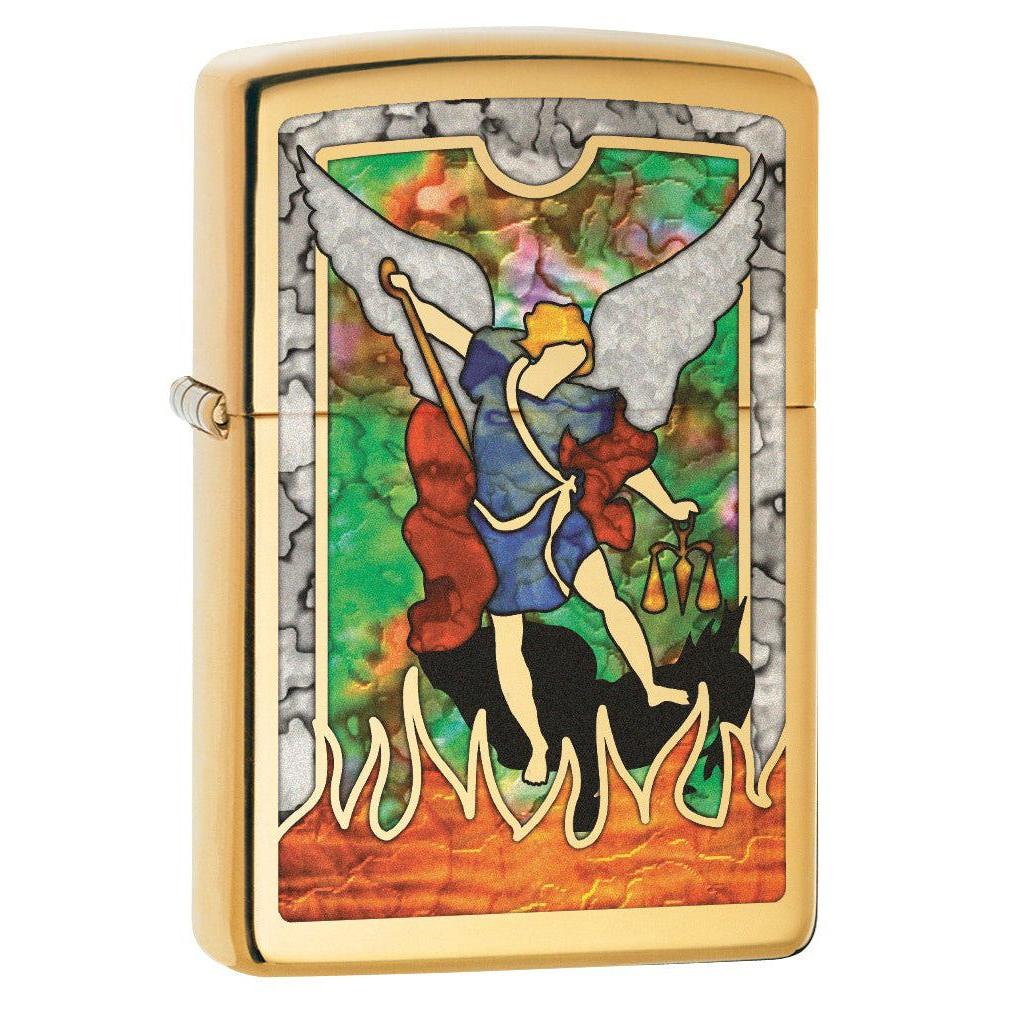 Zippo Lighter: Saint Michael the Archangel, Fusion - High Polish Brass 79107