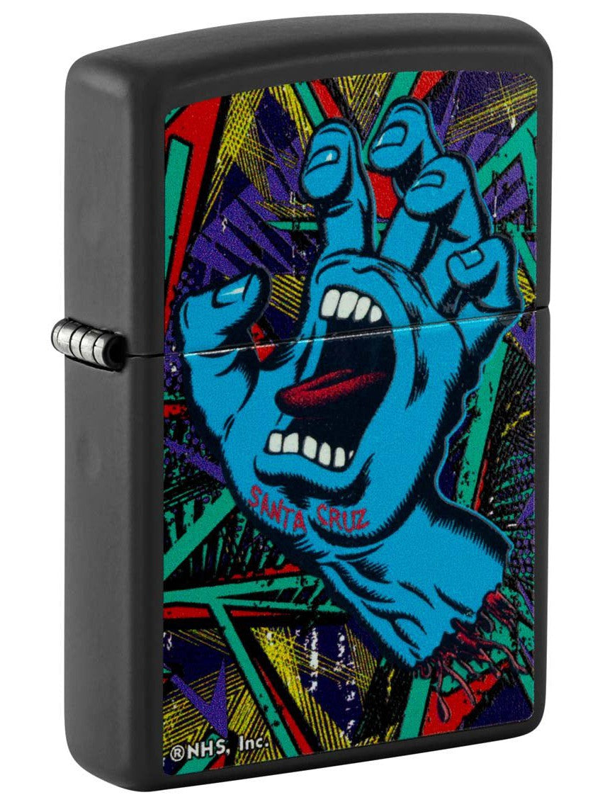 Zippo Lighter: Santa Cruz Skateboards Screaming Hand - Black Matte 48415