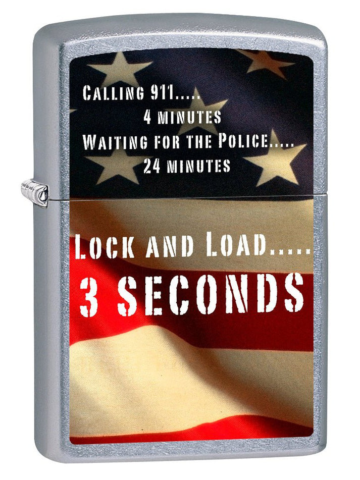 Zippo Lighter: Second Amendment, American Flag - Street Chrome 76581