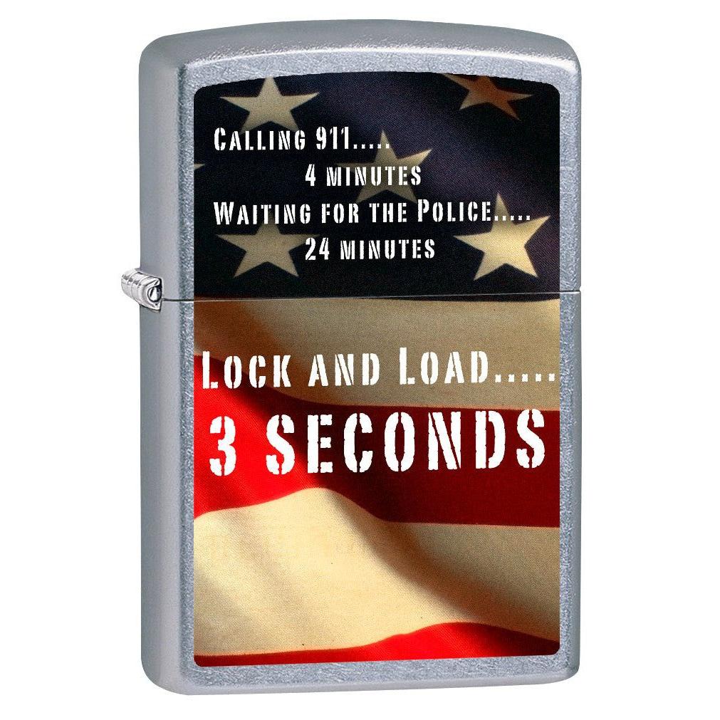 Zippo Lighter: Second Amendment, American Flag - Street Chrome 76581