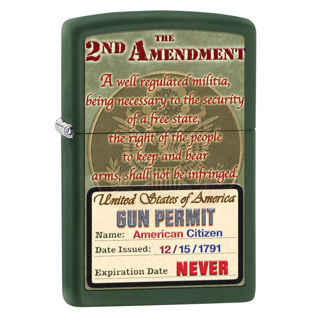 Zippo Lighter: Second Amendment Rights - Green Matte 76584