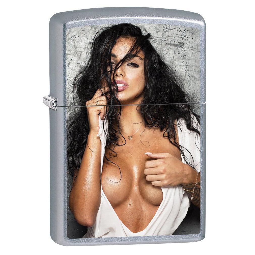 Zippo Lighter: Sexy Brunette Girl - Street Chrome 79878