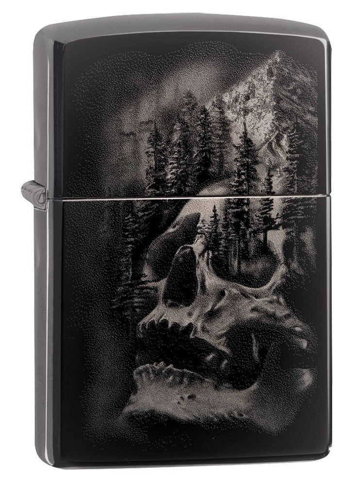 Zippo Lighter: Skull and Mountain - Black Ice 49141