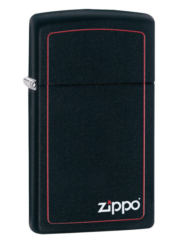 Zippo Lighter: Slim with Zippo Logo - Black Matte 1618ZB