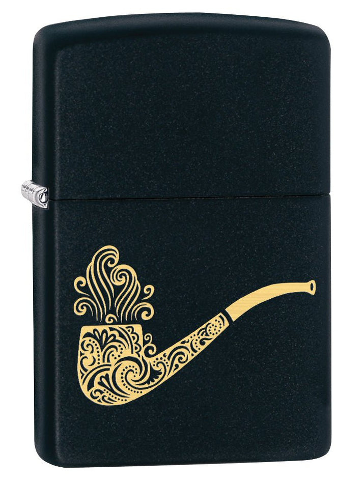 Zippo Lighter: Smoking Pipe Engraved - Black Matte 78543