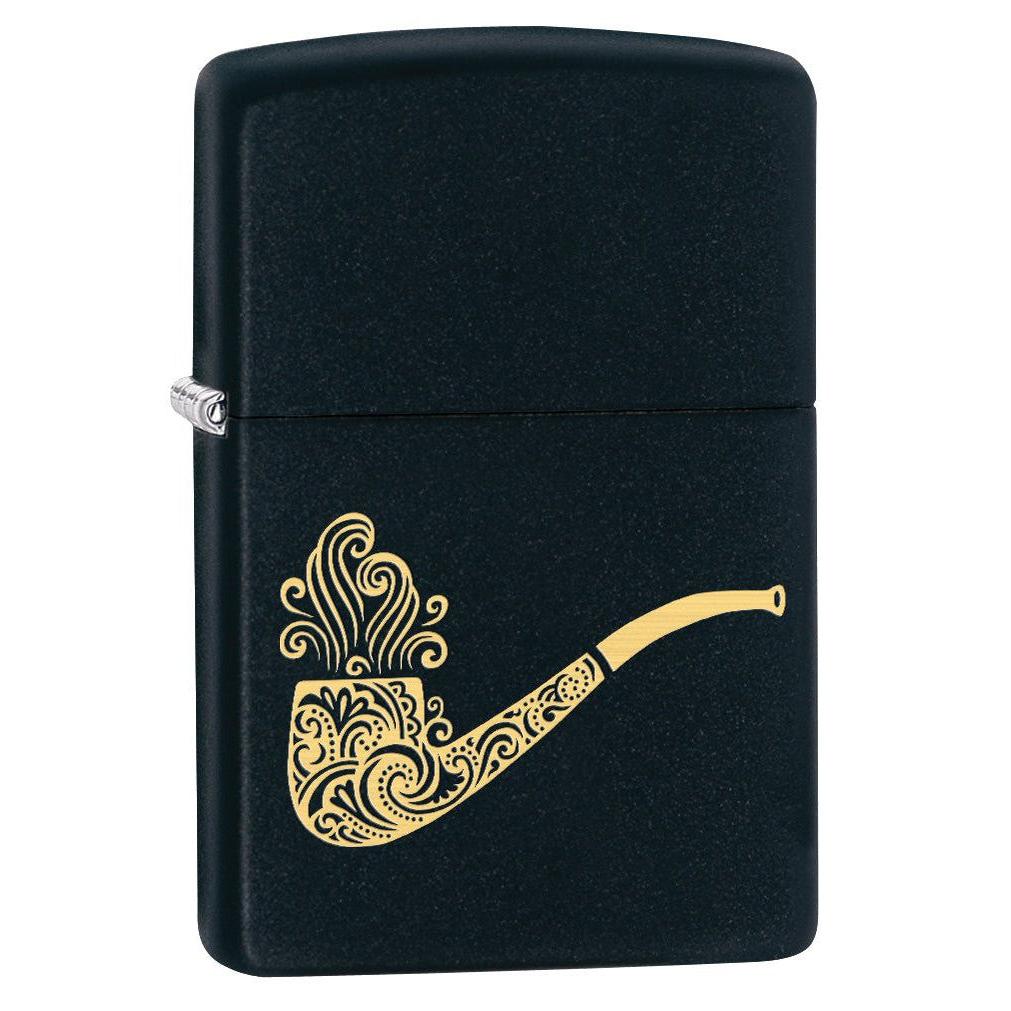 Zippo Pipe Lighter: Smoking Pipe Engraved - Black Matte 78543