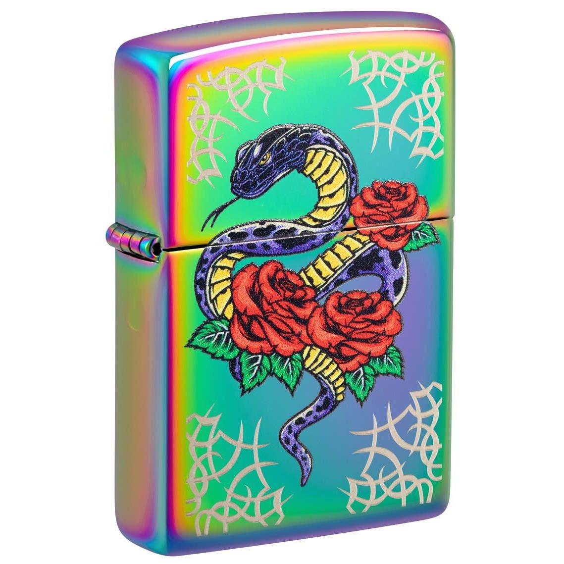 Zippo Lighter: Snake with Roses - Multi Color 48395