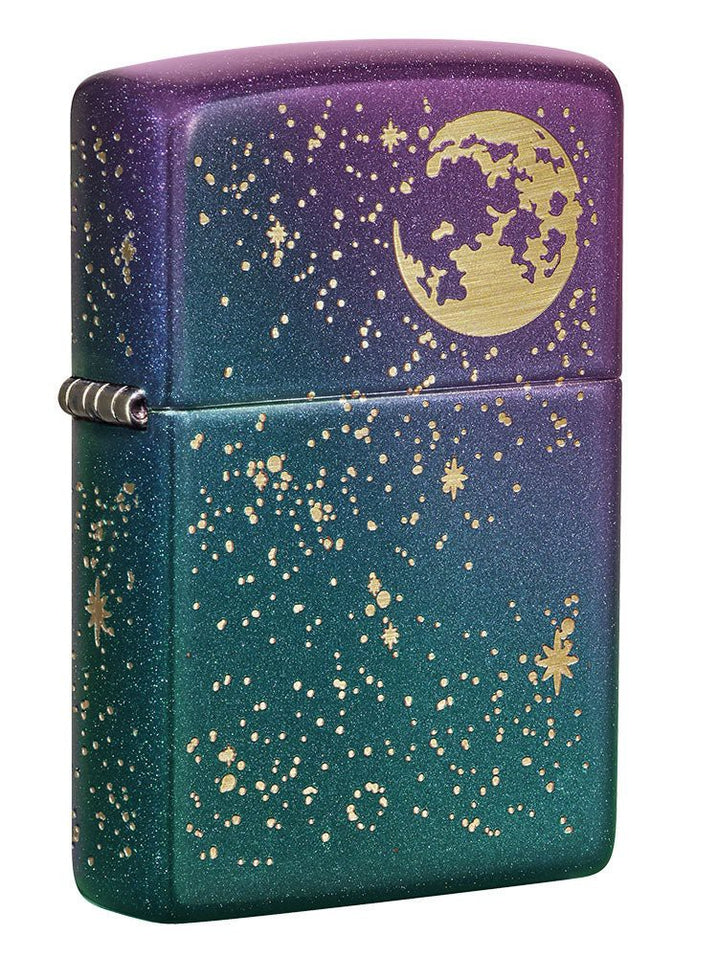 Zippo Lighter: Stars and Moon, Laser Engraved - Iridescent 49448