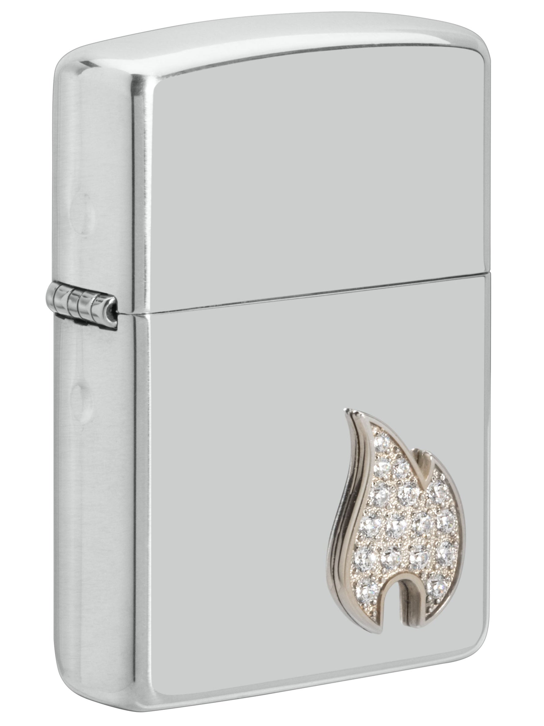 Zippo Lighter: Sterling Silver with Flame Emblem, Armor - High Polish 49554