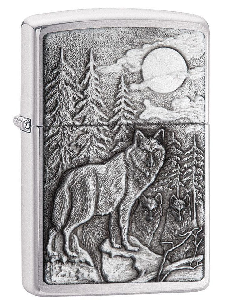 Zippo Lighter: Timberwolves Emblem - Brushed Chrome 20855