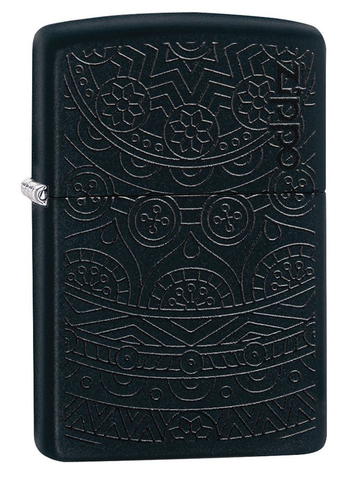 Zippo Lighter: Tone on Tone Design - Black Matte 29989
