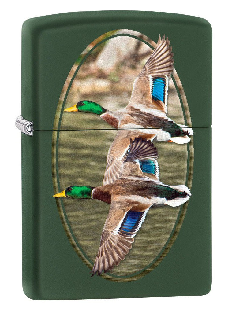 Zippo Lighter: Two Ducks Flying - Green Matte 80160