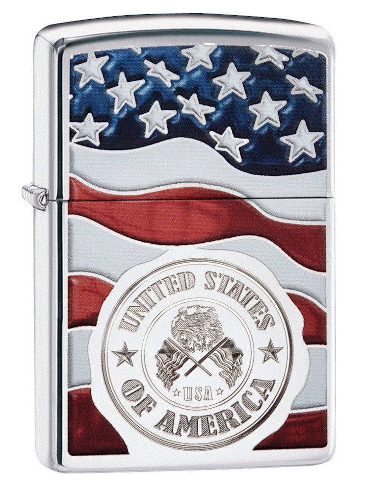 Zippo Lighter: United States of America - High Polish Chrome 29395