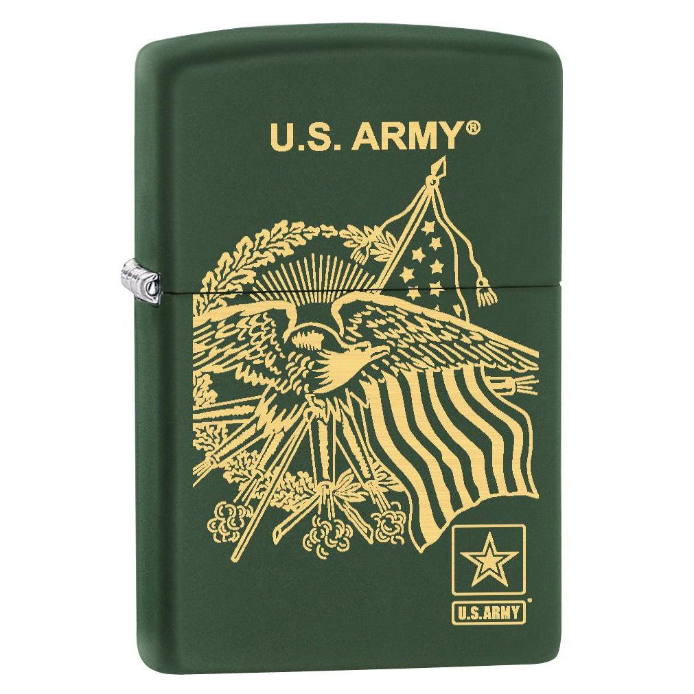 Zippo Lighter: U.S. Army, Eagle and Flag - Green Matte 77658