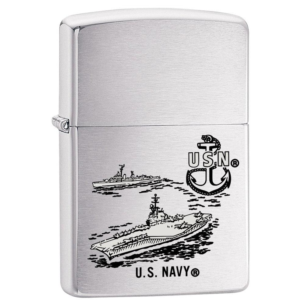 Zippo Lighter: U.S. Navy Aircraft Carrier - Brushed Chrome 80148