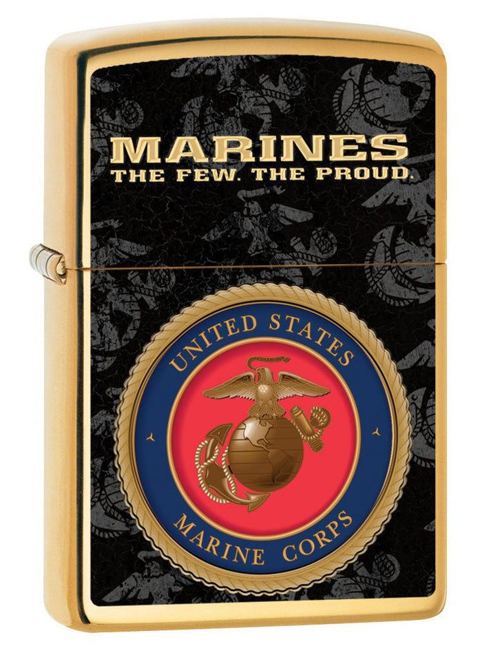 Zippo Lighter: USMC Marines, The Few. The Proud. - High Polish Brass 80949