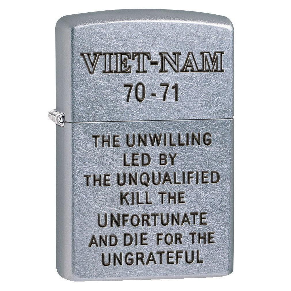 Zippo Lighter: Vietnam Trench Art, Unwilling - Street Chrome 80781