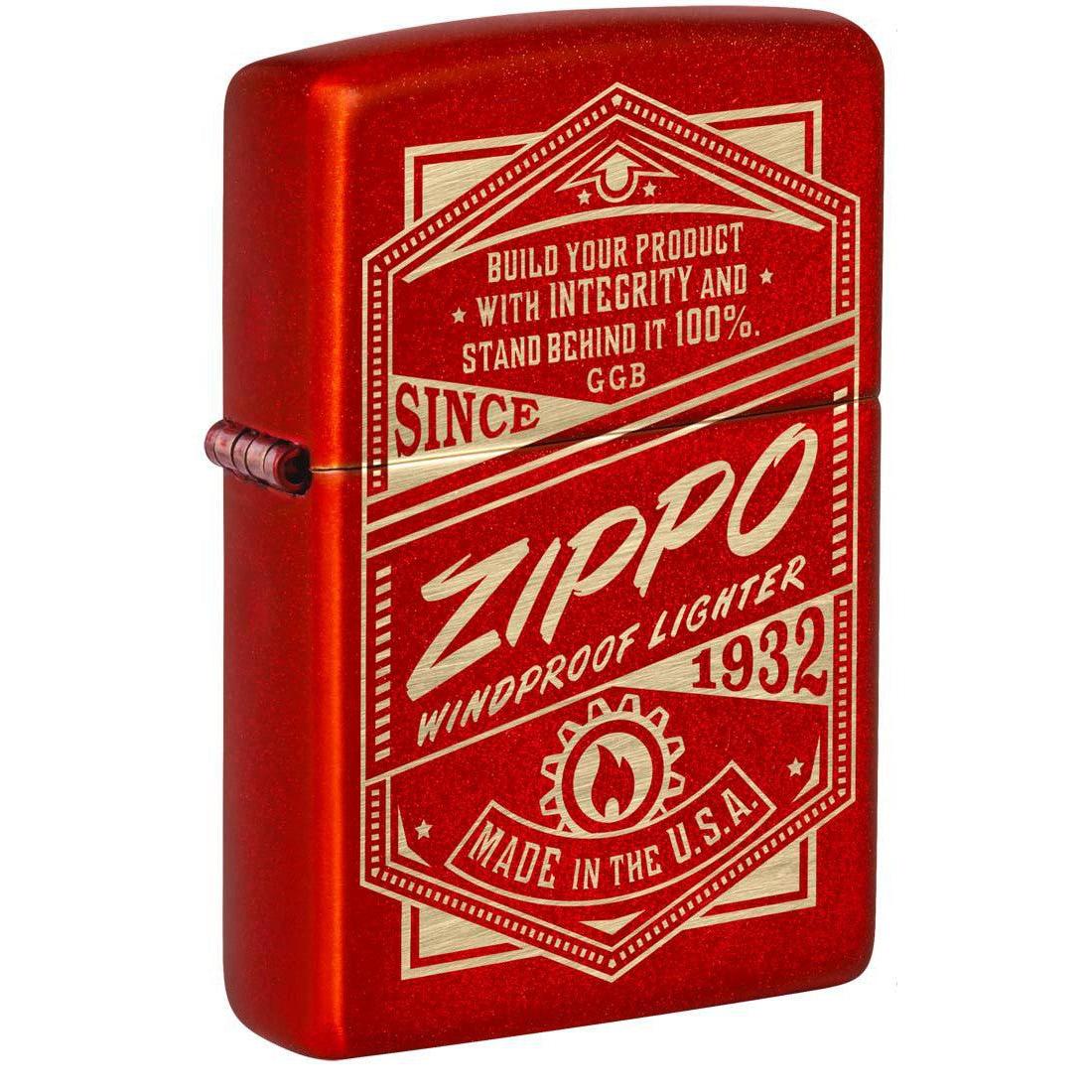 Zippo Lighter: Vintage Advertisement, Engraved - Metallic Red 48620