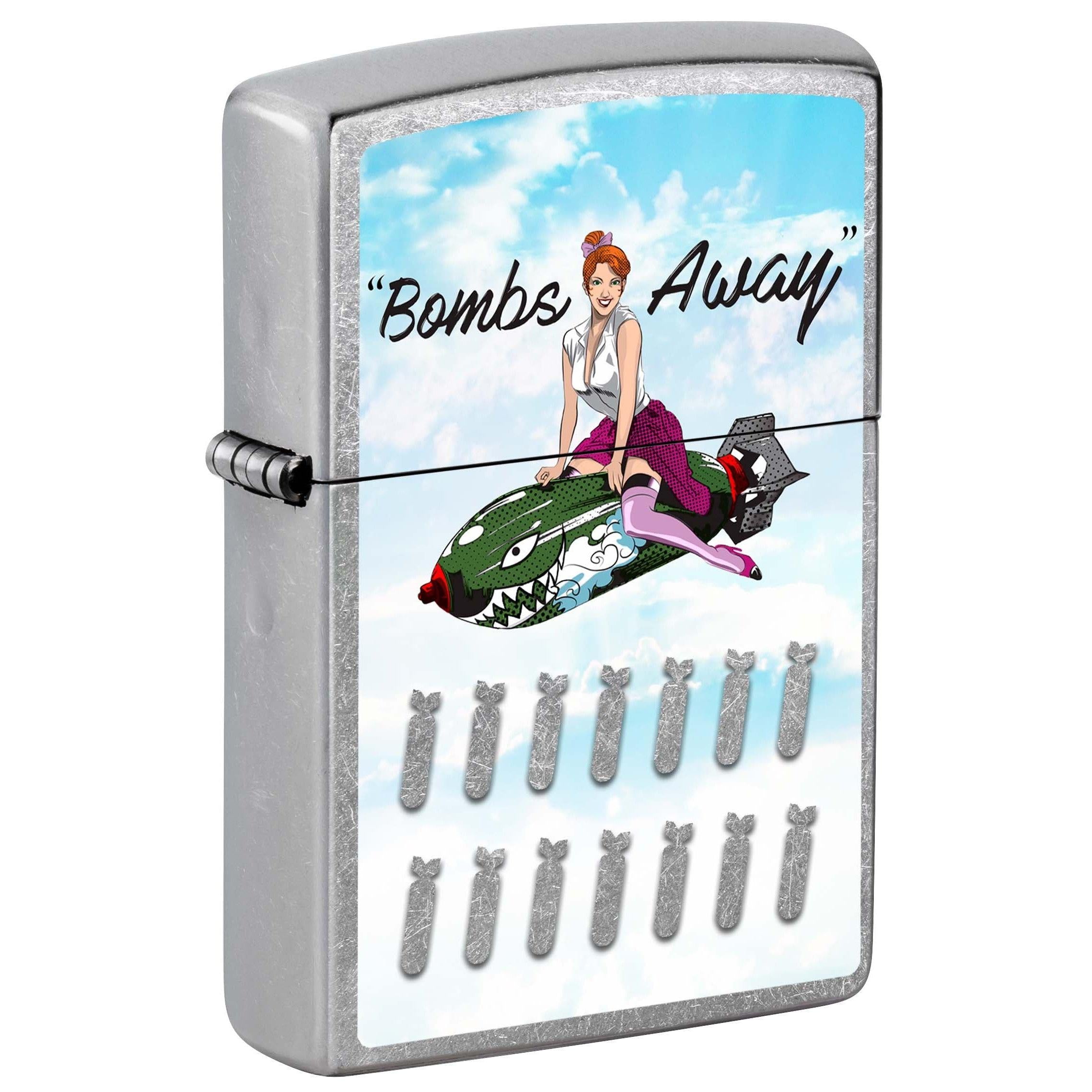 Zippo Lighter: Vintage Patriotic Pin-Up Girl, Bombs Away - Street Chrome 81109