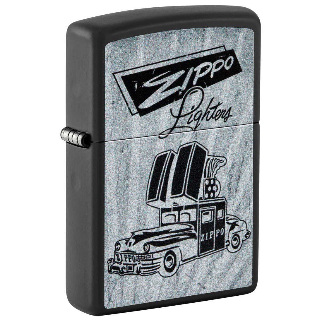 Zippo Lighter: Vintage Zippo Car Advertisement - Black Matte 48572
