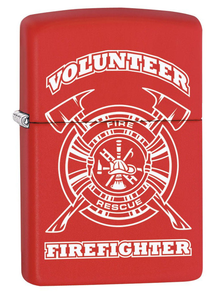 Zippo Lighter: Volunteer Firefighter - Red Matte 80532