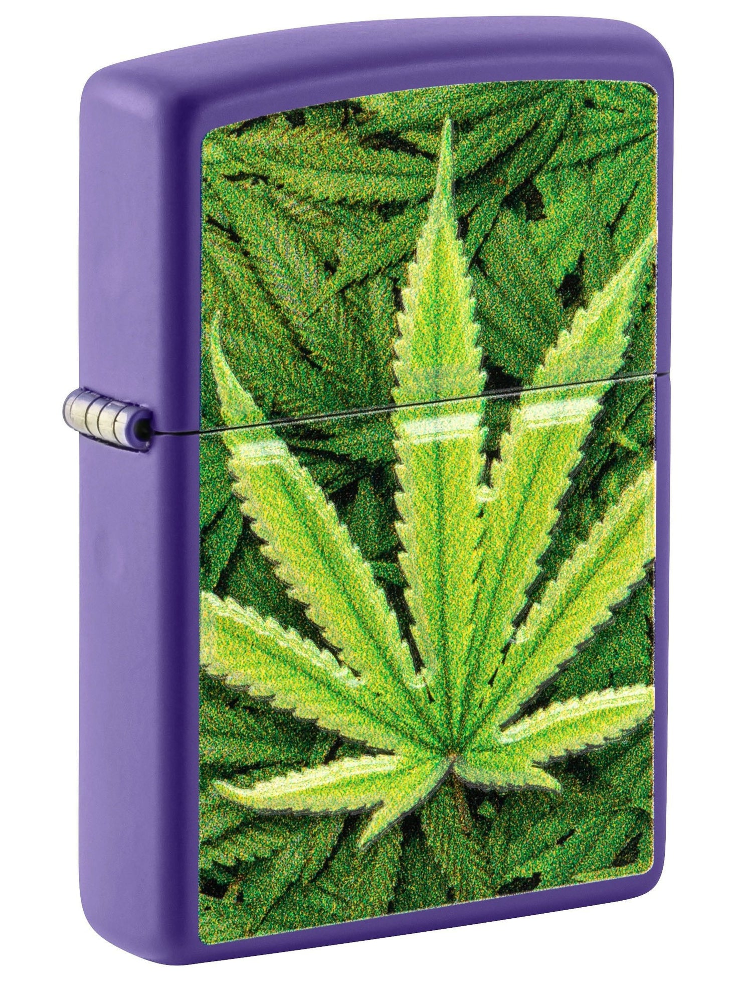 Zippo Lighter: Weed Leaf, Texture Print - Purple Matte 49790