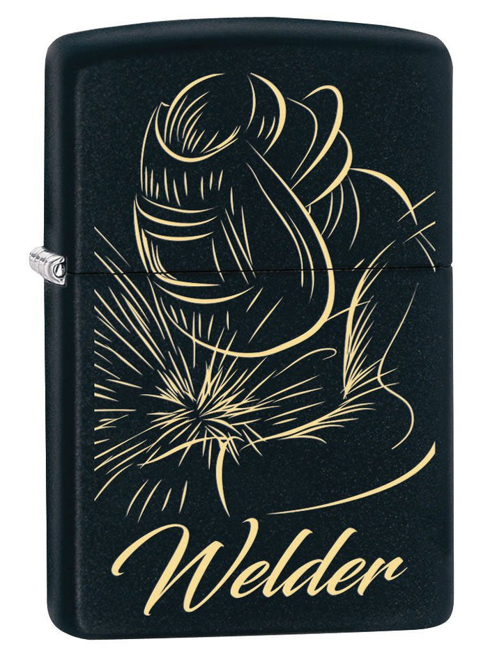 Zippo Lighter: Welder Working, Engraved - Black Matte 80598