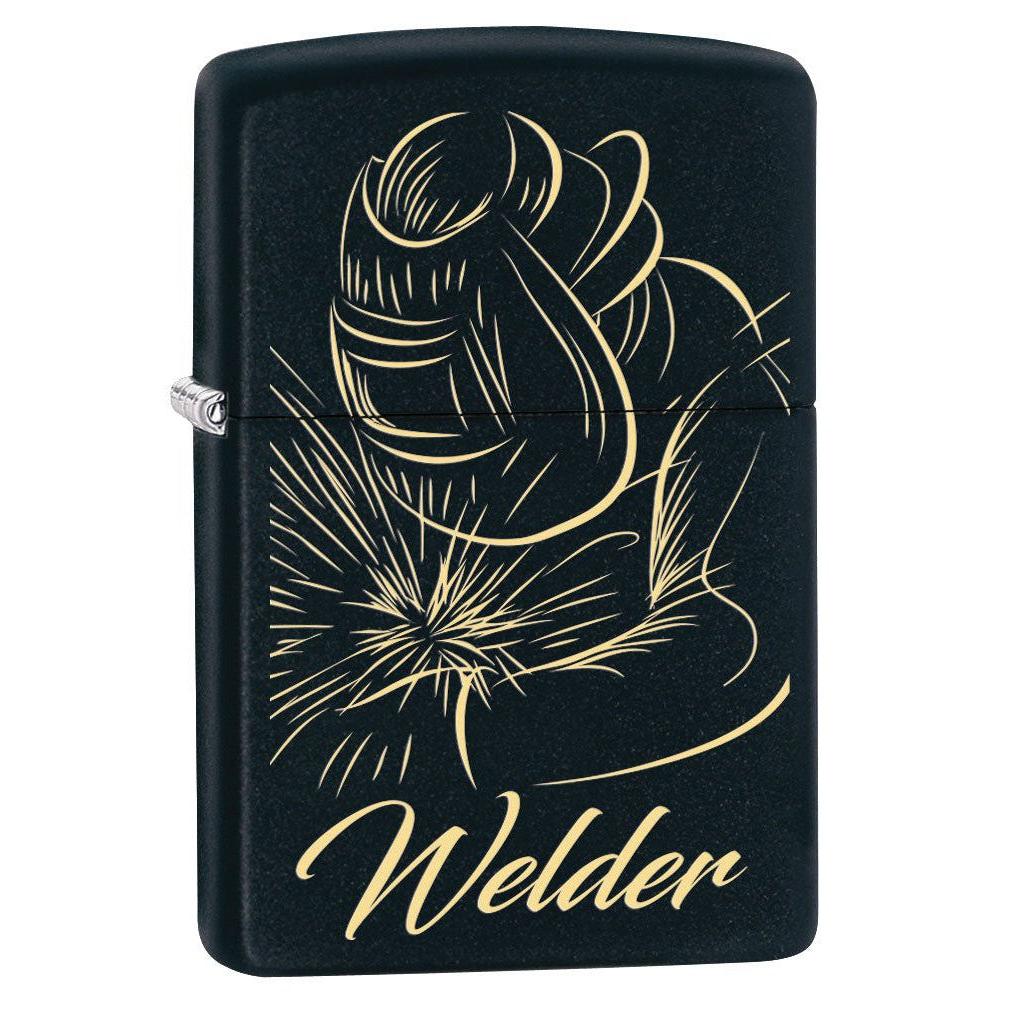 Zippo Lighter: Welder Working, Engraved - Black Matte 80598