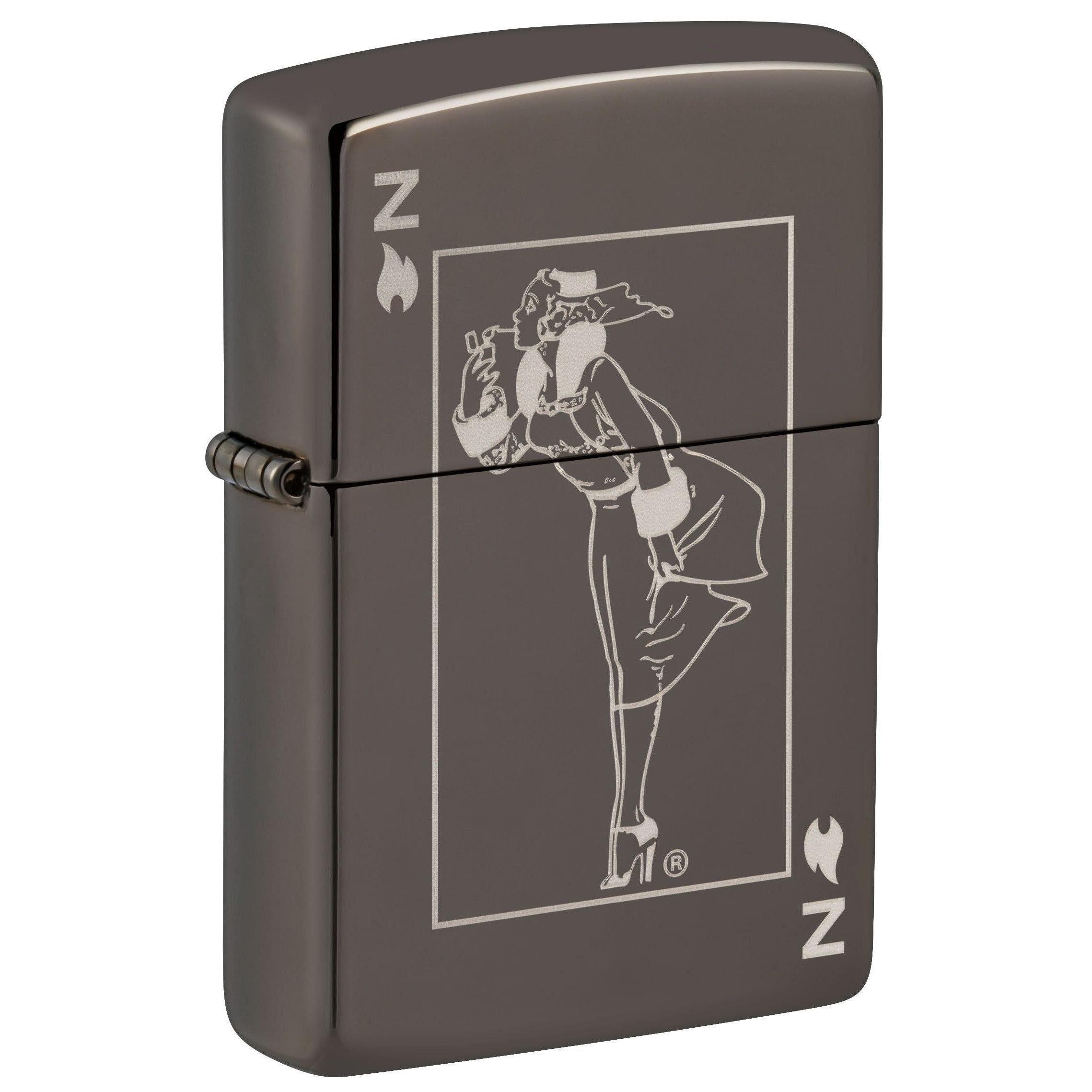 Zippo Lighter: Windy the Zippo Girl, Engraved - Black Ice 49797