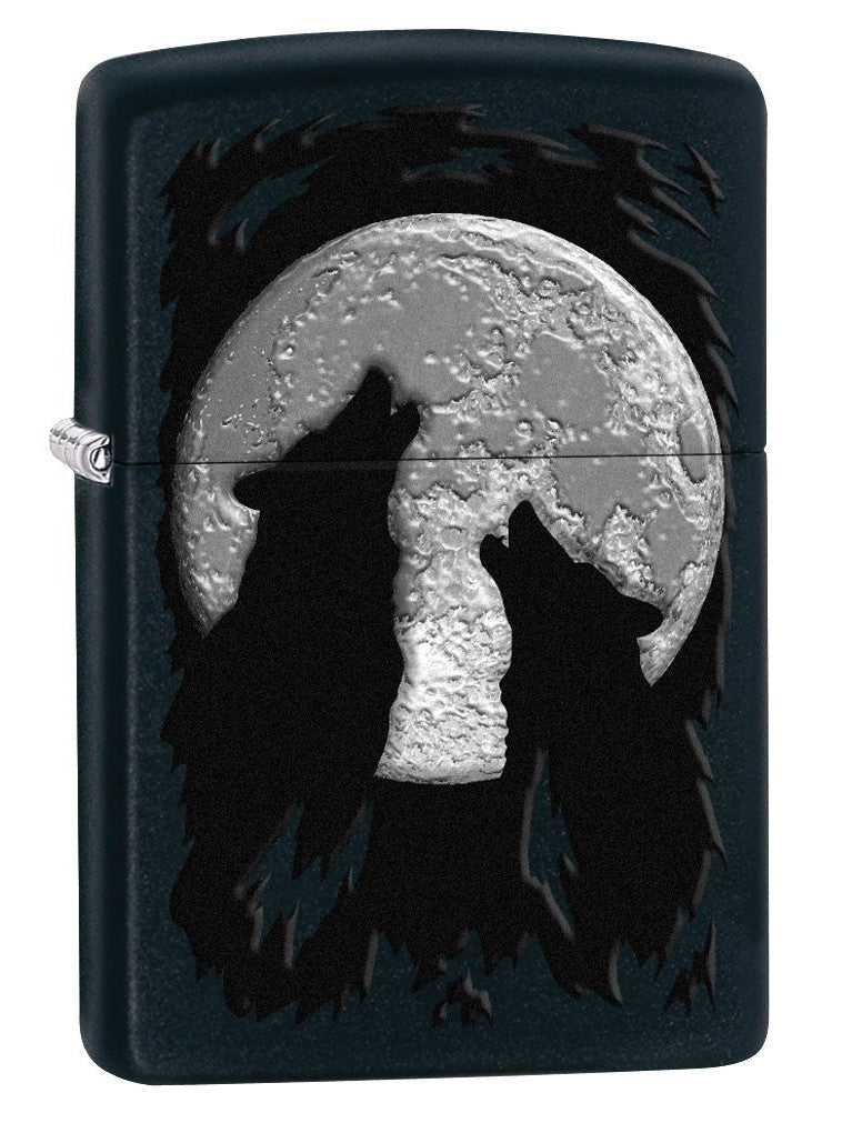 Zippo Lighter: Wolves Howling at the Moon - Black Matte 78660