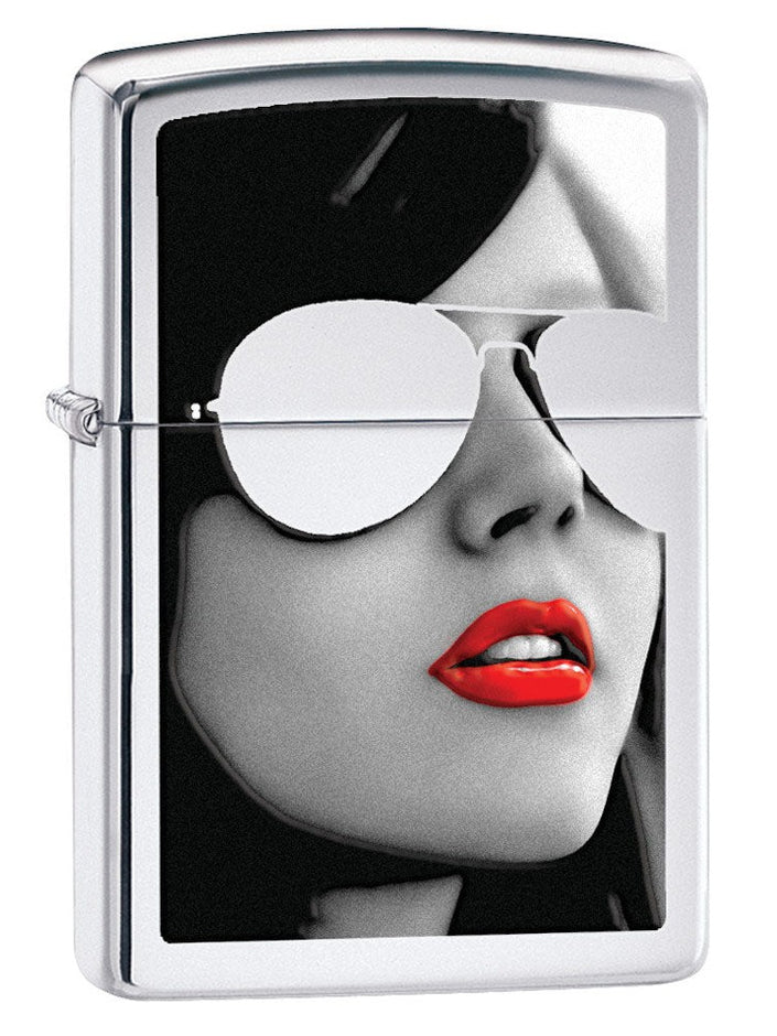 Zippo Lighter: Woman in Sunglasses - HP Chrome 28274