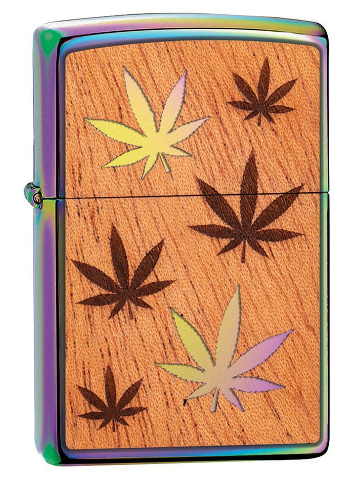 Zippo Lighter: Woodchuck Weed Leaves - Spectrum 29903