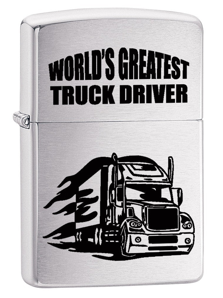 Zippo Lighter: World's Greatest Truck Driver - Brushed Chrome 76968