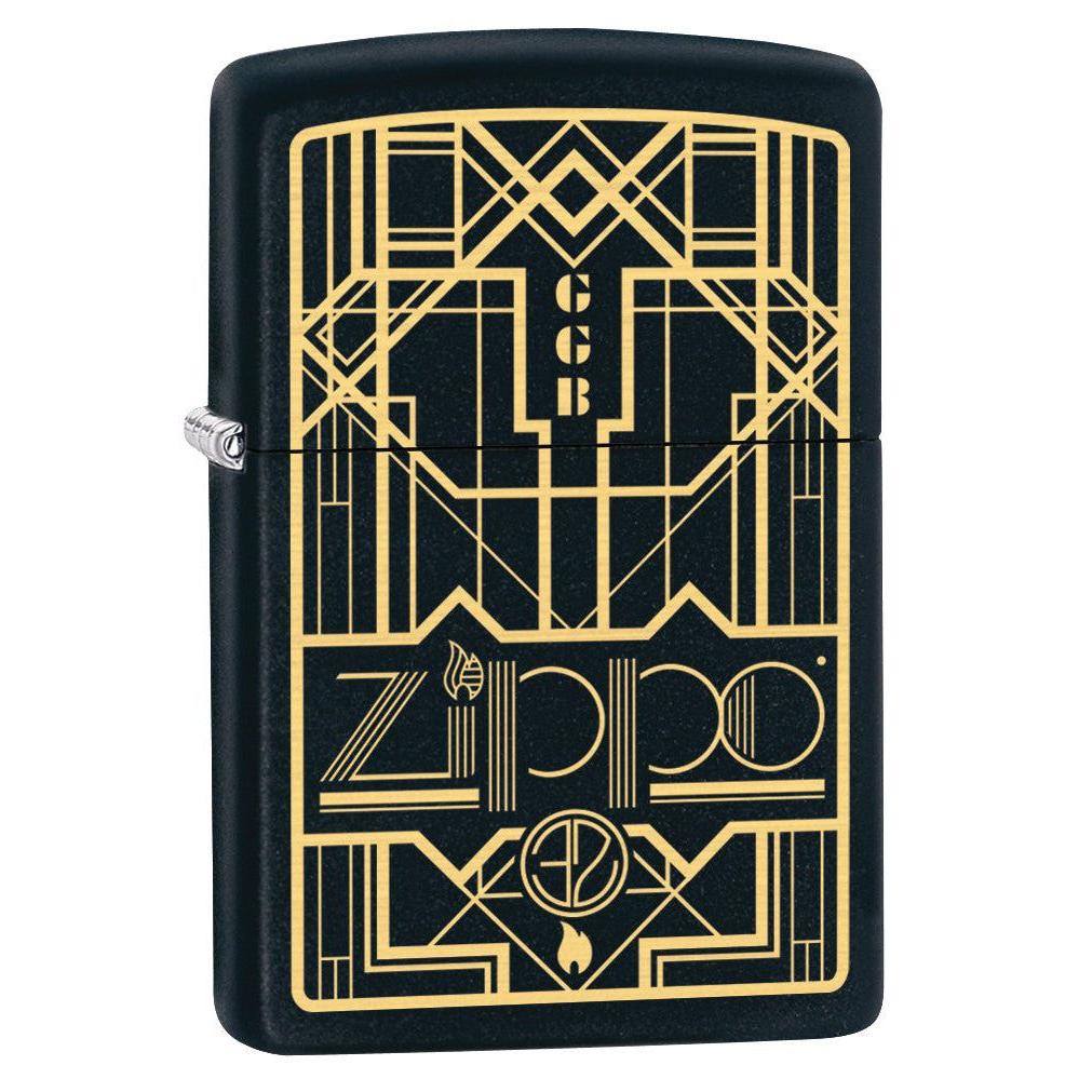 Zippo Lighter: Zippo Art Deco Design - Black Matte 79962