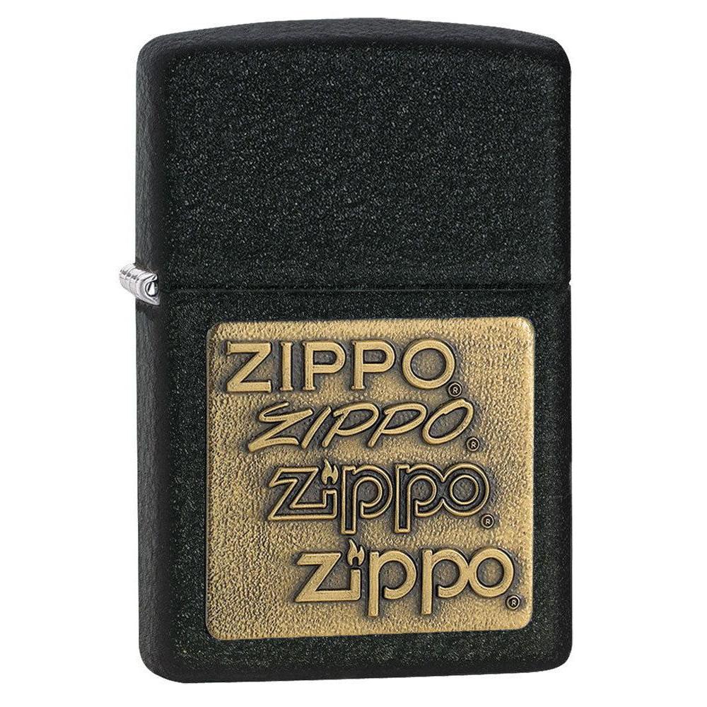 Zippo Lighter: Zippo Brass Emblem - Black Crackle 362