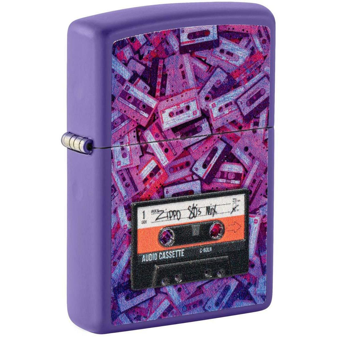 Zippo Lighter: Zippo Cassette Tape - Purple Matte 48521