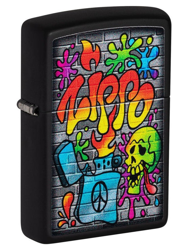 Zippo Lighter: Zippo Street Art - Black Matte 49605
