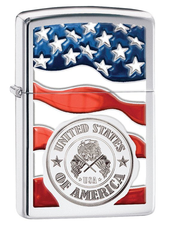 Zippo Pipe Lighter: United States of America - High Polish Chrome 29395PL