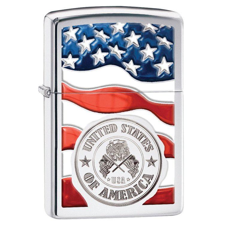 Zippo Pipe Lighter: United States of America - High Polish Chrome 29395PL